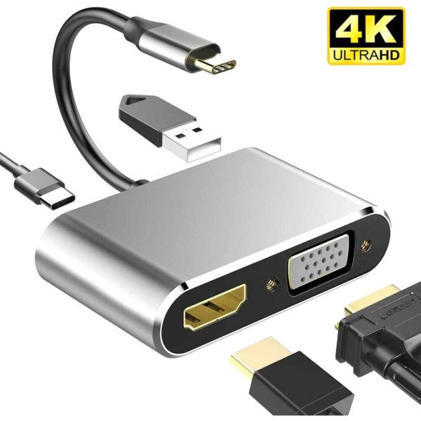 4k USB Type C to HDMI VGA USB 3.0 Converter Hub