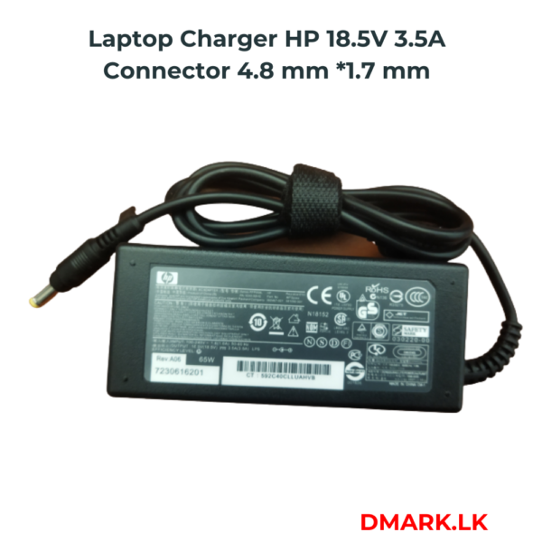HP 18.5 V 3.5 A 65W 4.8*1.7mm Yellow Pin Laptop Adapter sri lanka @dmark.lk