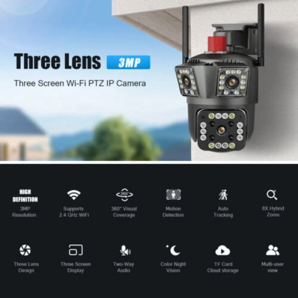 4G-3 Lens Sim Camera 3MP App V380 Pro