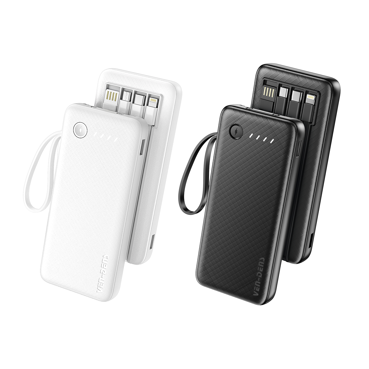 20000mAh Power Bank with LED light with USB/Type-C/ IP/Micro cable for phones