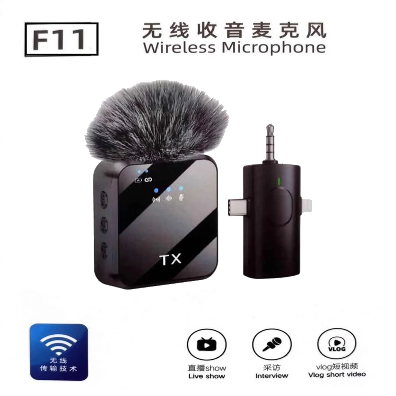 F11 Wireless Microphone – Portable Noise Cancelling Mic for Smartphones & Cameras