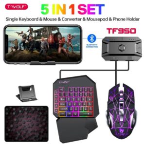 T-Wolf Tf950 5 In 1 One Handed Gaming Keyboard Mouse Combo@dmark.lk